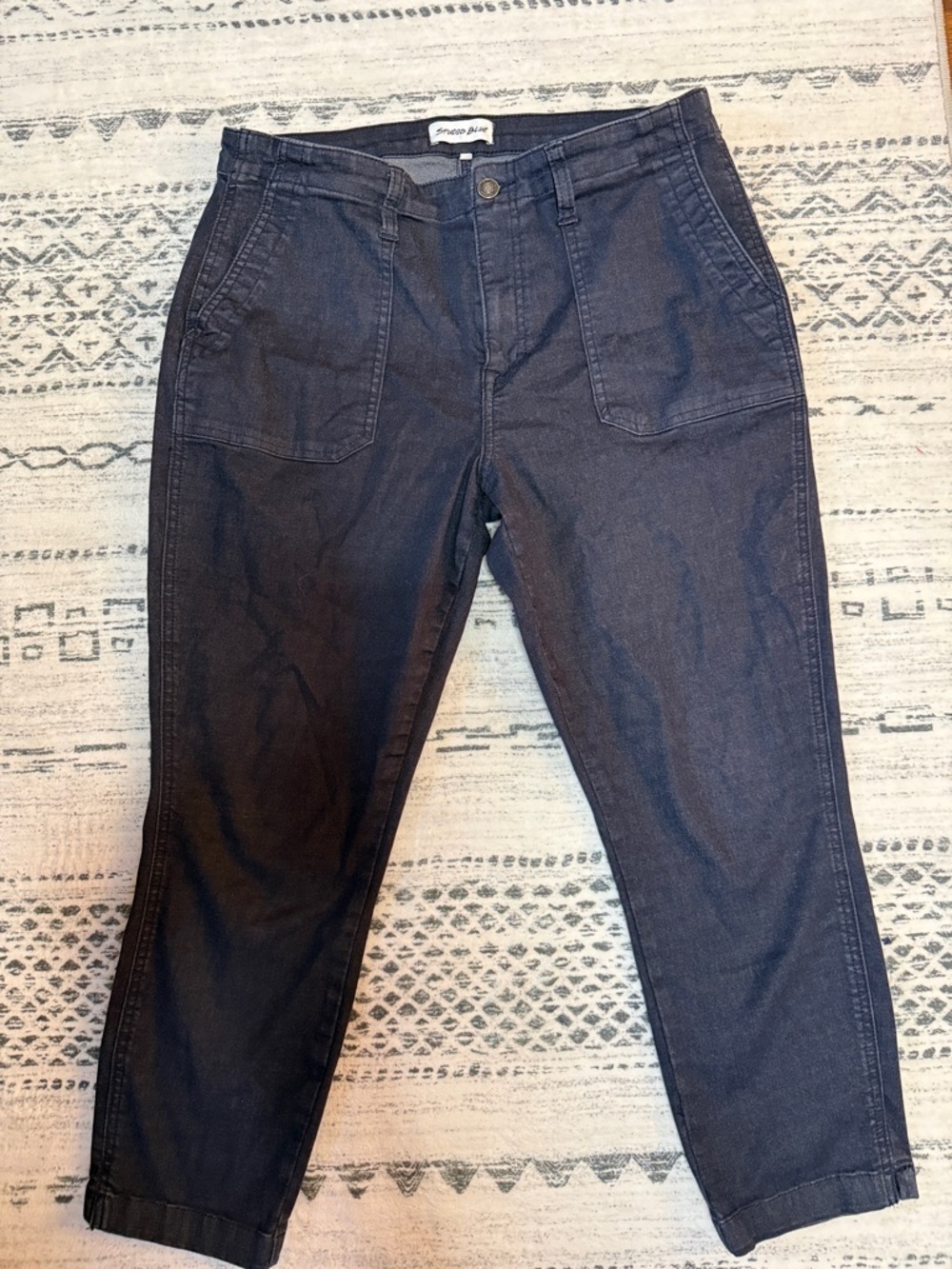 Eileen Fisher Dark Indigo Cotton Blend Cropped Pants